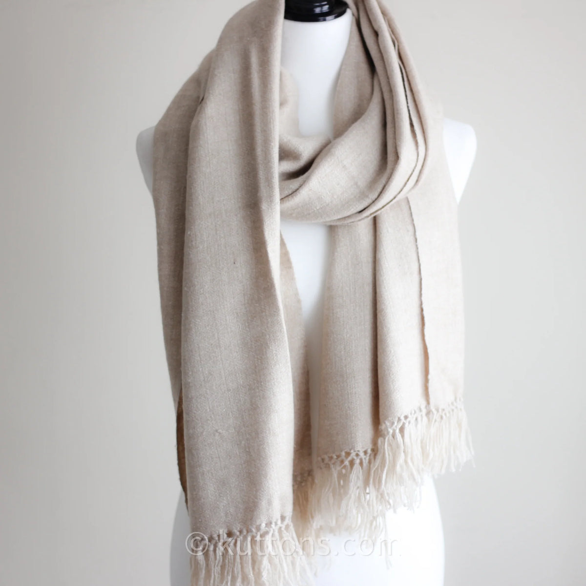 100 Pure Cashmere Shawl Wrap 2 Ply Handspun Handwoven Softest Pashmina Wool from Ladakh Himalayas Cream 23x78