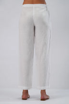 Linen Straight Leg Pants Adjustable Tie Waist Relaxed Fit