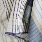 Handspun Handwoven Organic Cotton Scarf Light Airy Stole Cream Blue 24x79