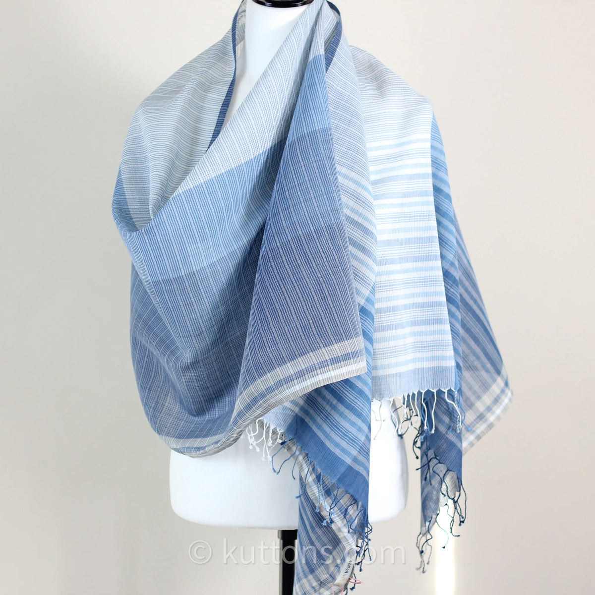 Naturally Dyed Handwoven Cotton Stole Indigo Tea Waste Featherweight Fashion Wrap Blue 23x80 multiple designs
