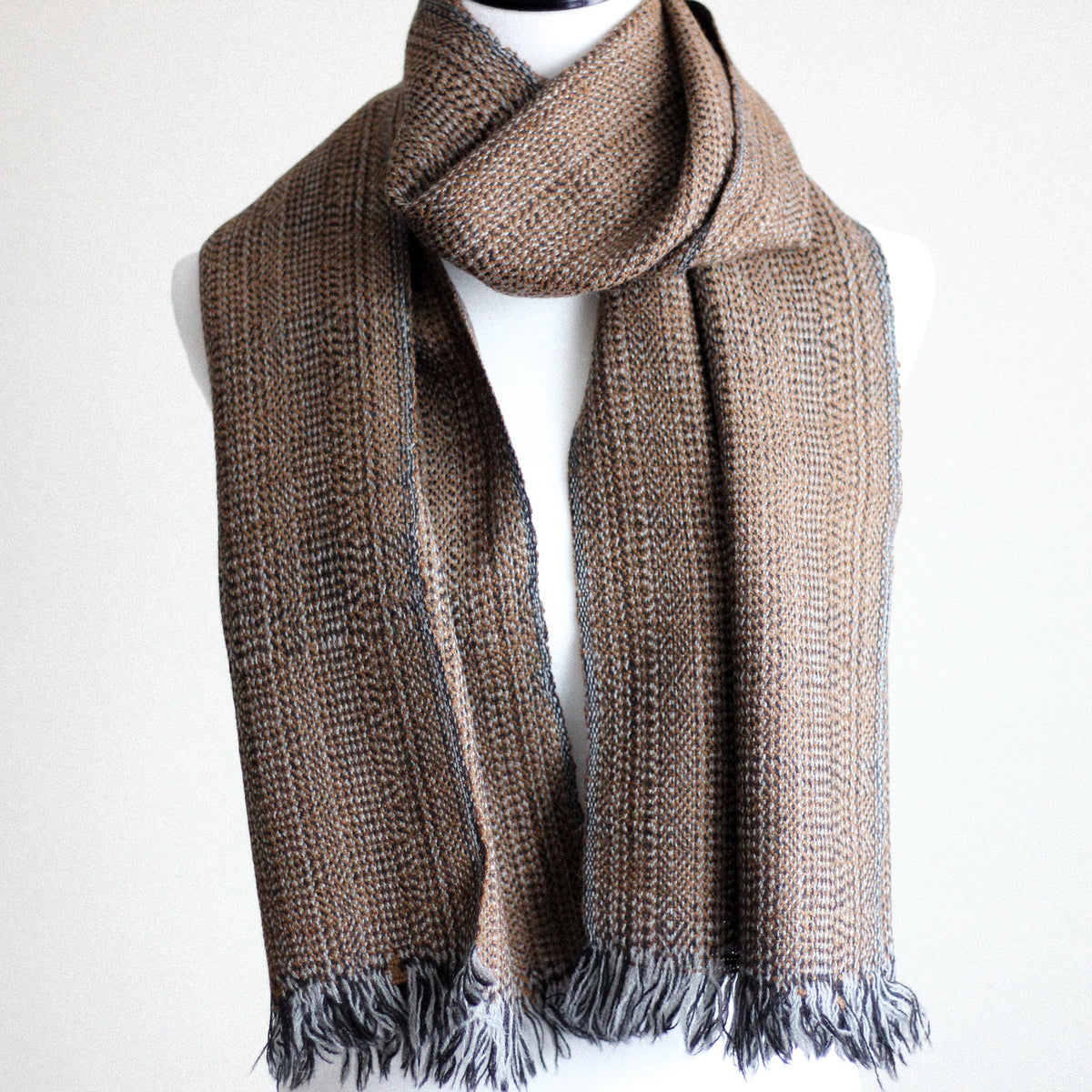 Camel Wool Scarf One of a Kind Himalayan Double Hump Bactrian Camel Wool Muffler Handwoven in Ladakh Brown 15x67