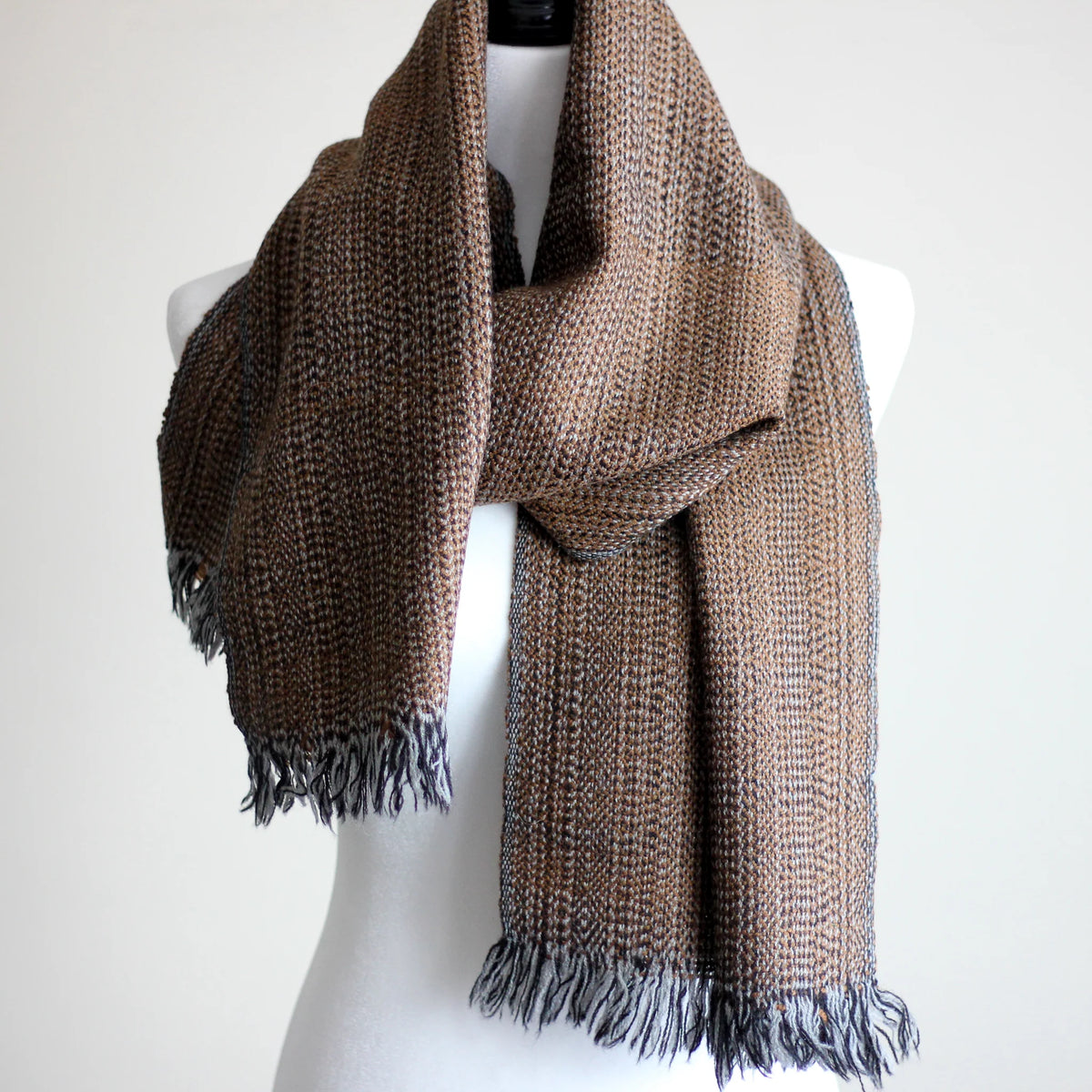 Camel Wool Scarf One of a Kind Himalayan Double Hump Bactrian Camel Wool Muffler Handwoven in Ladakh Brown 15x67