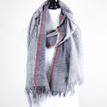 Handspun Handwoven Organic Cotton Scarf Wrap Frayed Edges Gray 25x77