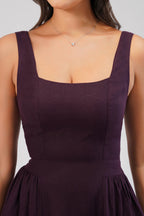 The Celeste Linen Occasion Dress Square Neck Sleeveless Full Length Linen Dress Open Scoop Back