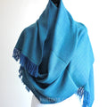 Naturally Dyed Handwoven Merino Himalayan Wool Shawl Wrap Dyed with Indigo Tesu Flowers Blue Green 235x84