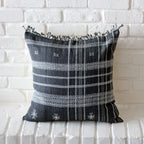 Bhujodi 100 Wool Organic Cotton Pillow Cover Rustic Handwoven Cushion with Tassels Dark Gray Pair