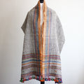 Handspun Handwoven Woolen Shawl Wrap Rustic Throw Colourful Stripes