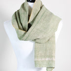 Himalayan Merino Wool Scarf Handspun Handwoven and Naturally Dyed in the Himalayas with Indigo Tesu Flowers Green 13x76