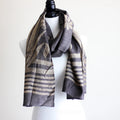 100 Pure Tussar Silk Stole Handwoven Naturally Dyed Block Art Print Grey 22x71