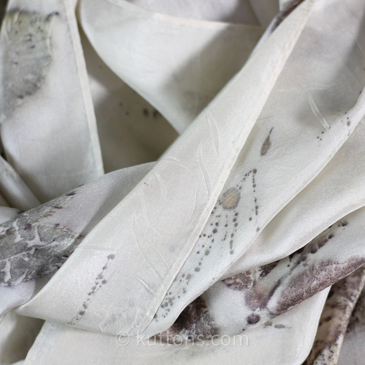 Pure Mulberry Silk Stole Eco Printed with Rose Leaves Featherweight Scarf Brown 21x72