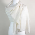 Soft Featherweight 100 Cashmere Scarf Handspun Pashmina Stole from Ladakh Himalayas Cream 15x70