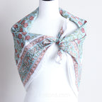 Sanganeri Hand Block Printed Cotton Bandana Soft Lightweight Airy Aqua Green 42x43