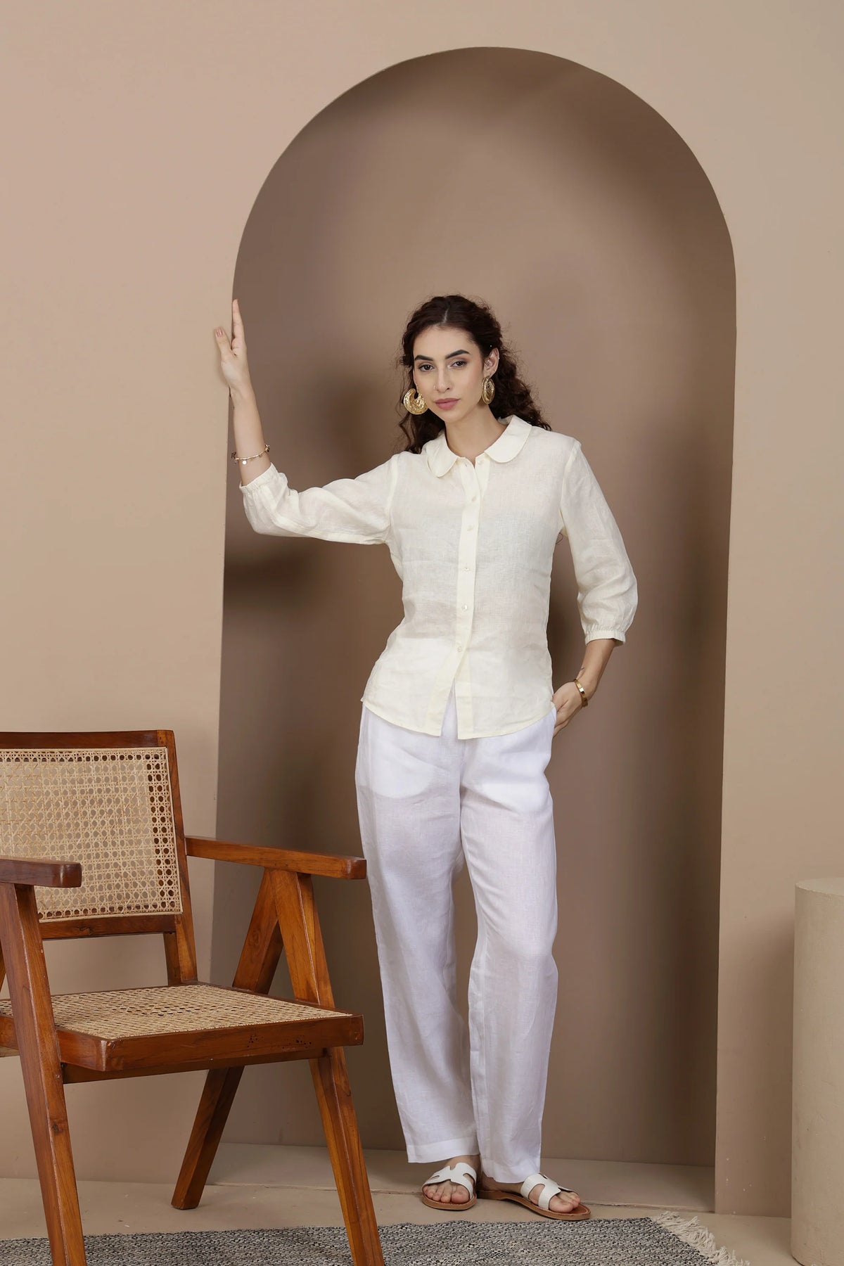 Signature Linen Button Shirt Soft Spread Collar