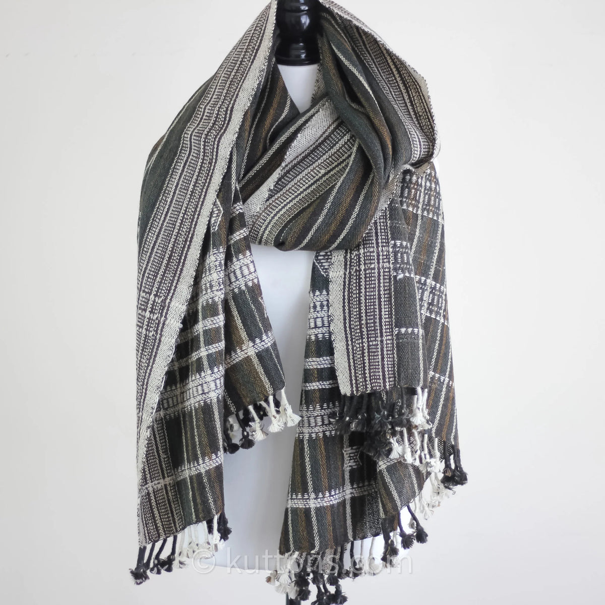 Handspun Handwoven Ethnic Desi Wool Shawl cum Throw Brown 38x86