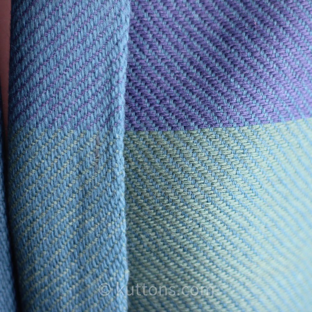 Handwoven Woolen Wrap Naturally Dyed with Tesu Flowers Indigo Blue Green 26x80