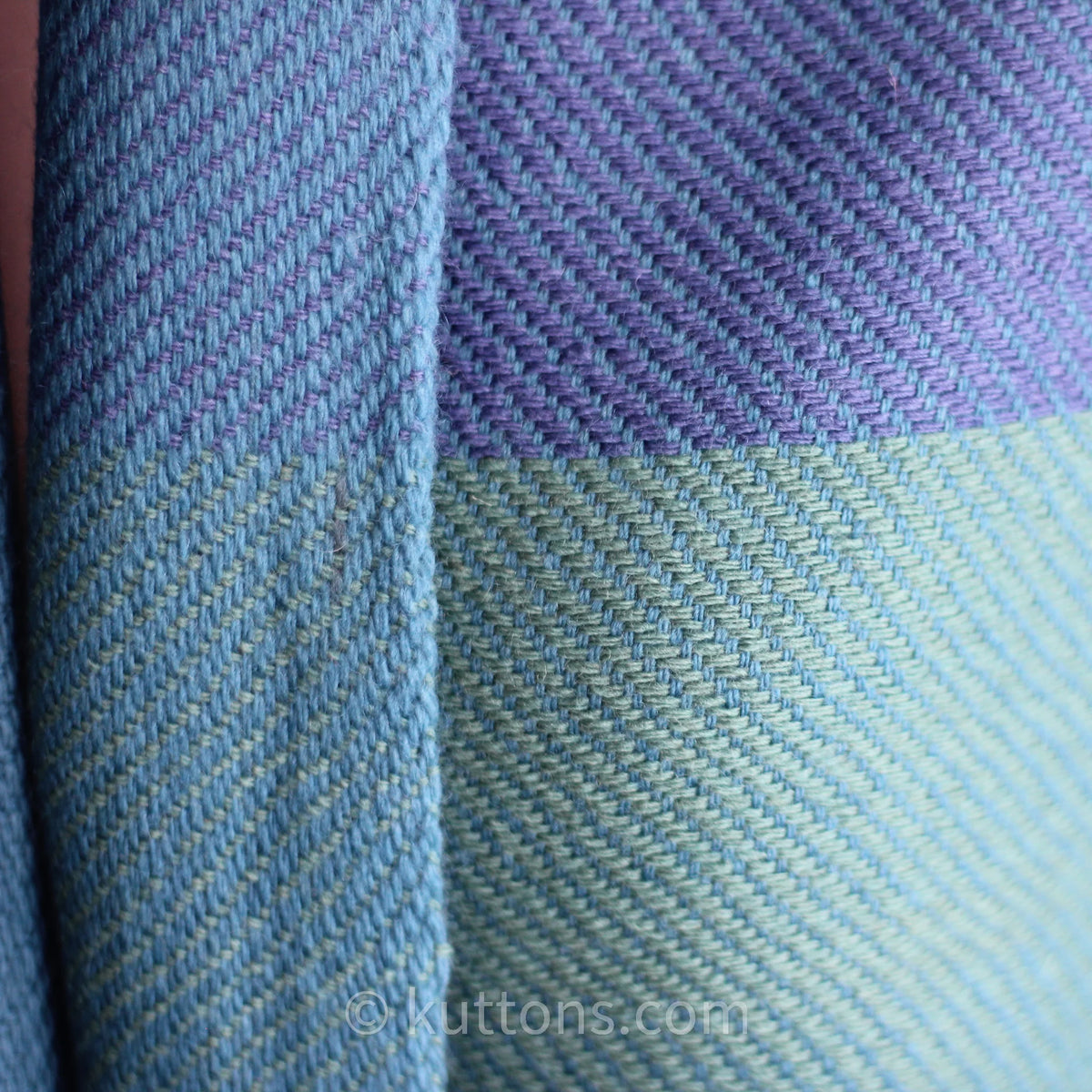 Handwoven Woolen Wrap Naturally Dyed with Tesu Flowers Indigo Blue Green 26x80