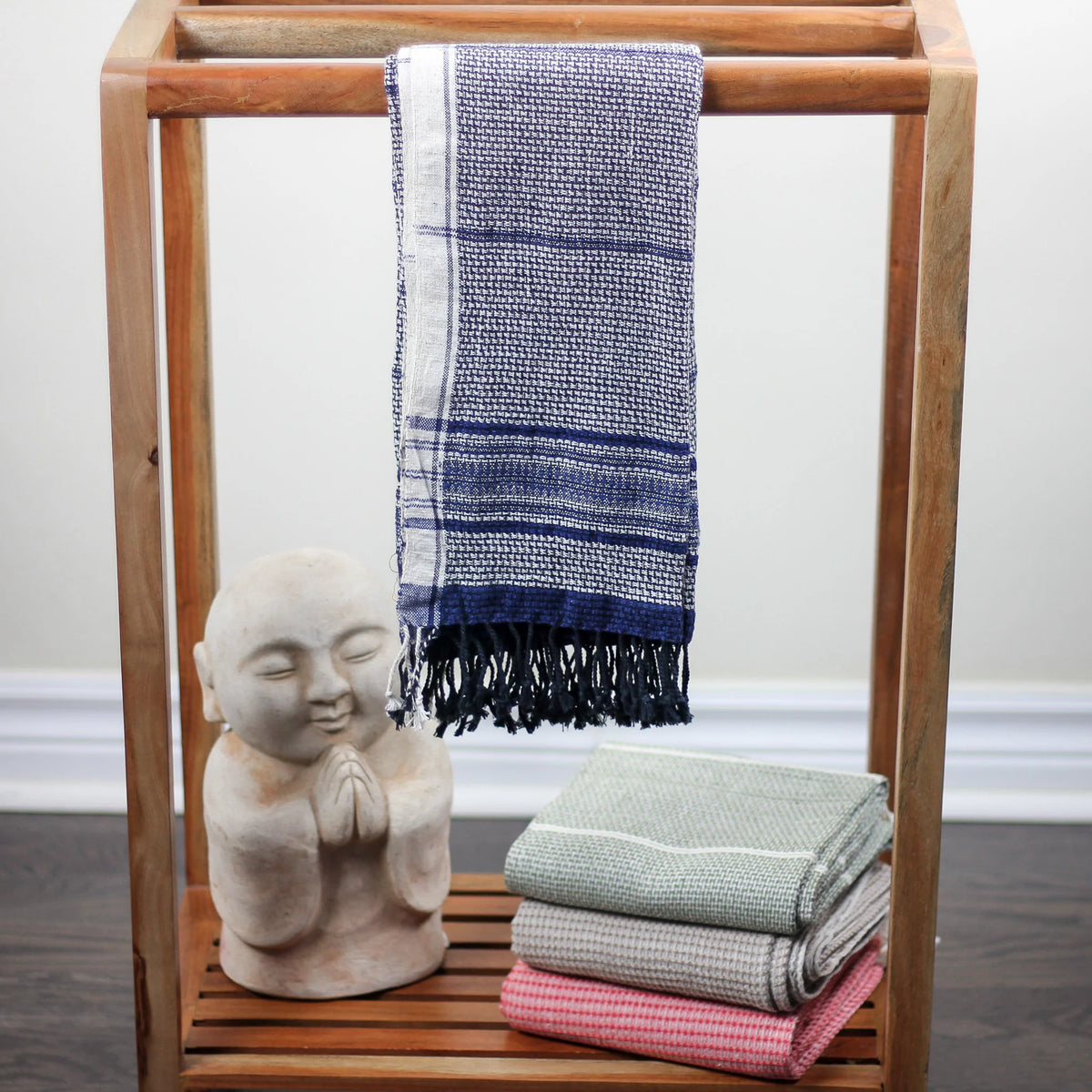 Handwoven Organic Cotton Decorative Towel Organic Kala Cotton Towel Bathroom Decor Blue 27x56