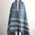 Rustic Charm Multipurpose Handspun Handwoven Ethnic Woolen Shawl Wrap cum Blanket Throw Blue 38x92