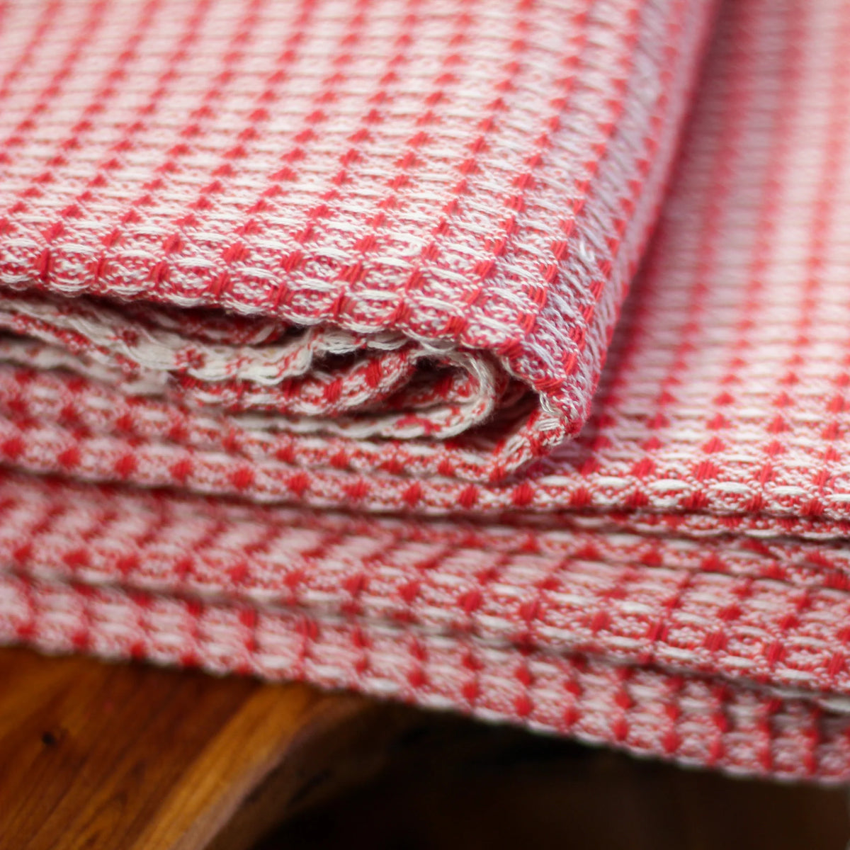 Handwoven Waffle Weave Pure Cotton Towel Bath Room Decor Red 29x62