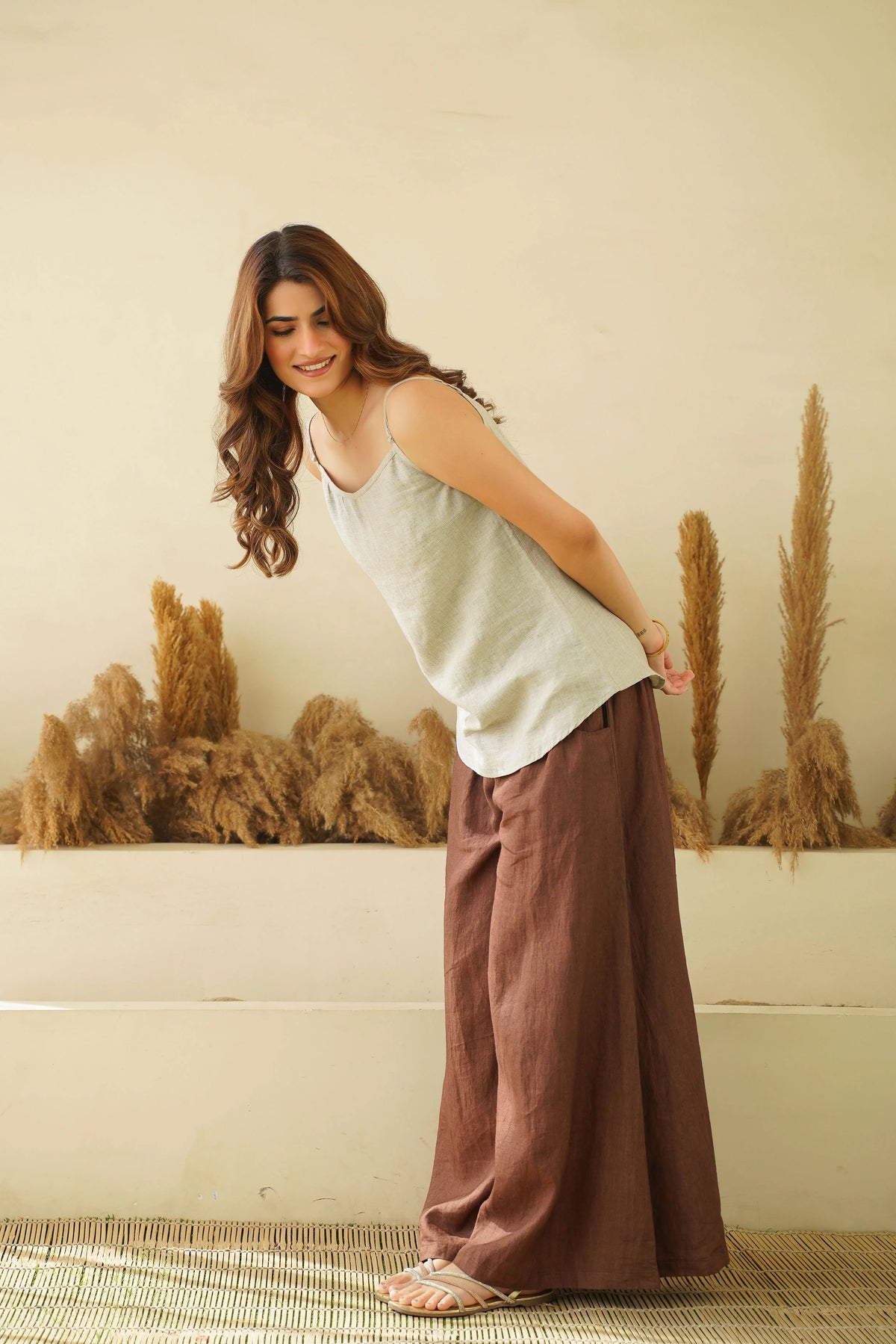 Summer Breeze Linen Tank Top Cami with Adjustable Straps Sleeveless Organic Washed Linen Crop Slip Camisole