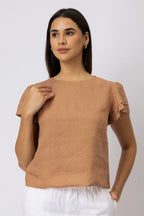 Layered Ruffle Sleeve European Linen Top