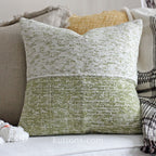 Handwoven Linen Throw Pillow Cover Made from Fabric Waste Decorative Linen Cushions Green 20x20