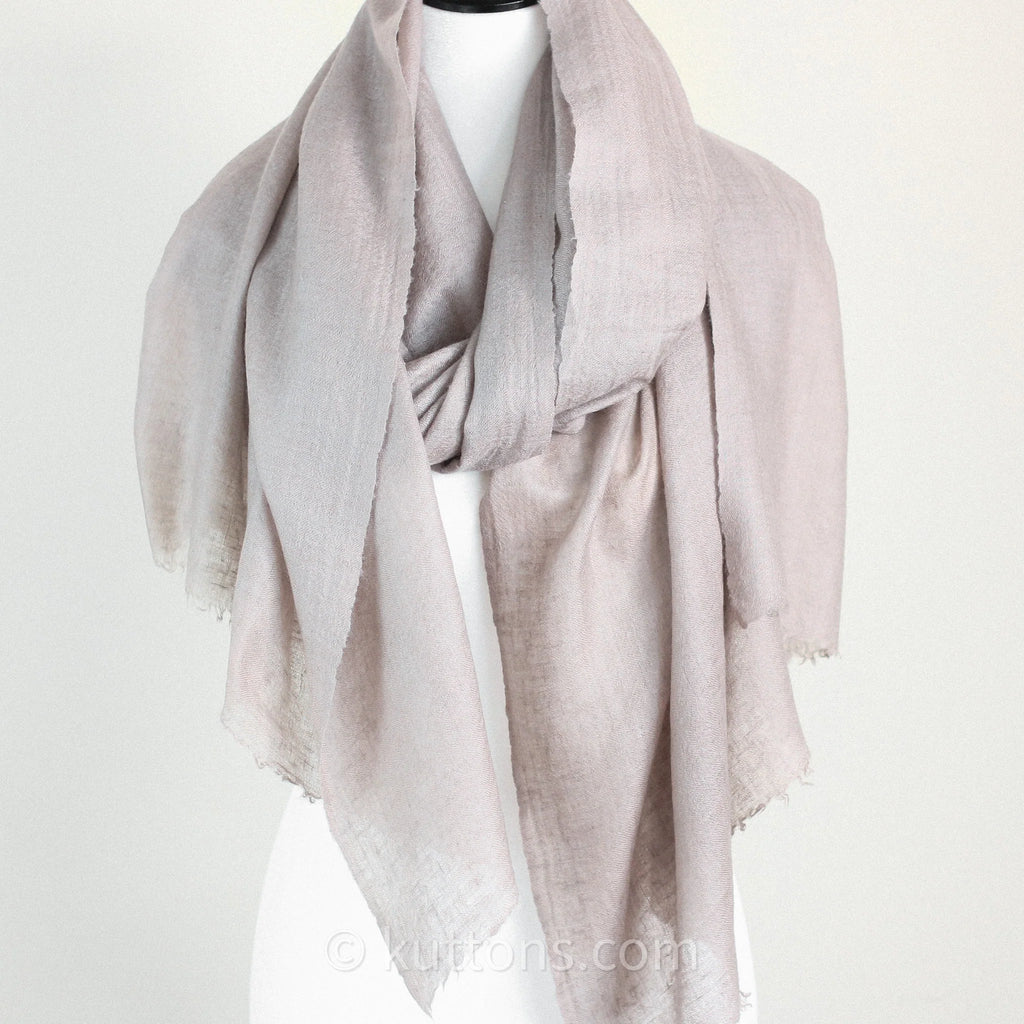 Pure Pashmina Cashmere Stole Soft Featherweight Handspun Pashmina Cashmere Wrap from Ladakh Himalayas Light Gray 29x82
