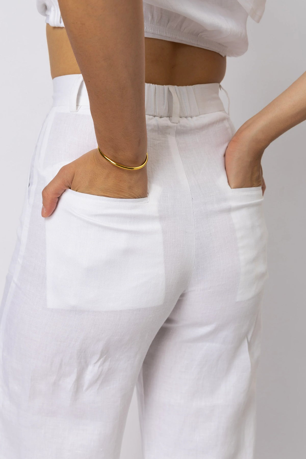 High Waisted Linen Capri Pants