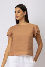 Layered Ruffle Sleeve European Linen Top