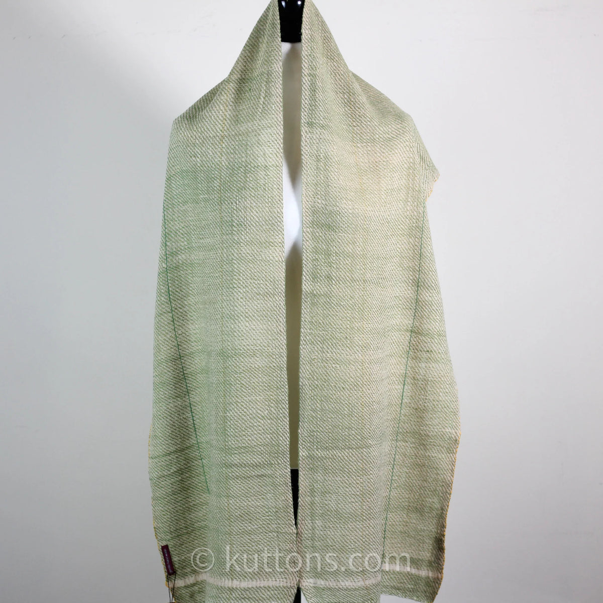 Himalayan Merino Wool Scarf Handspun Handwoven and Naturally Dyed in the Himalayas with Indigo Tesu Flowers Green 13x76
