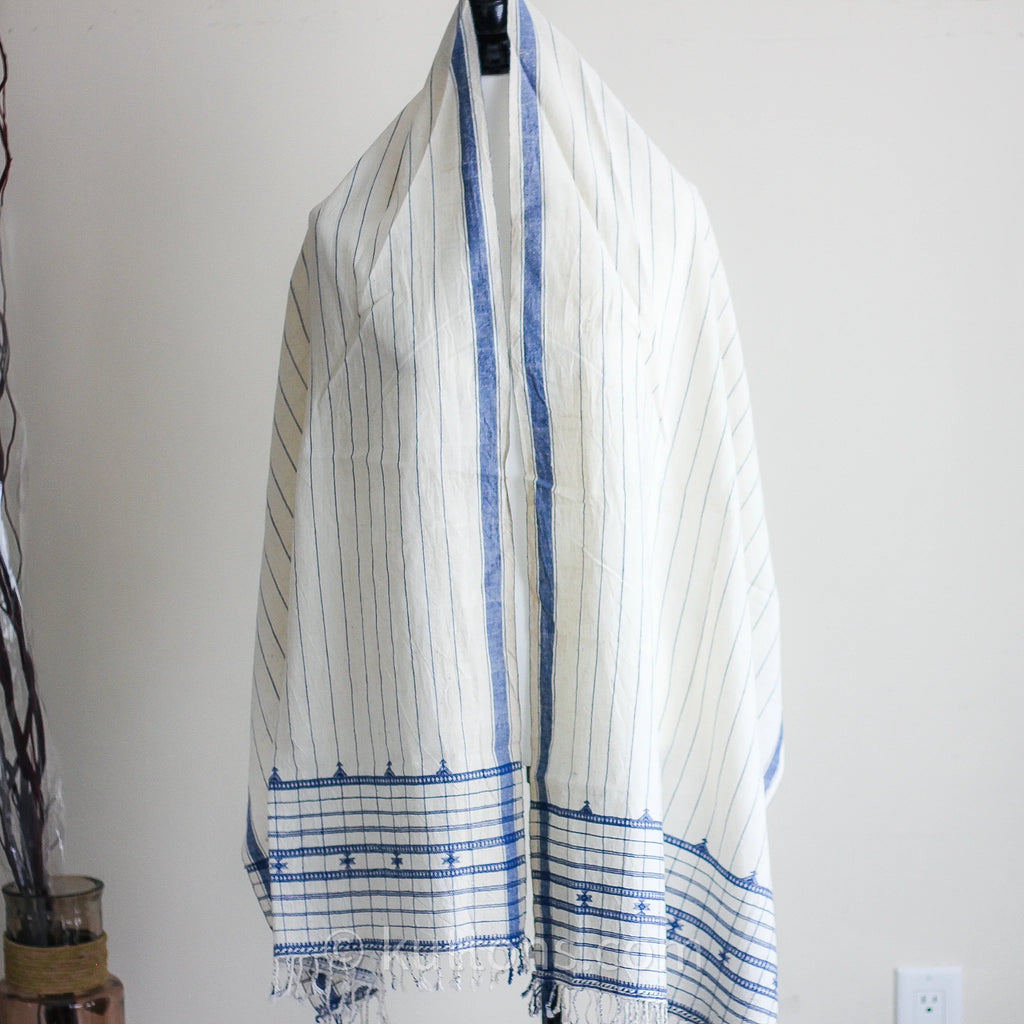Organic Cotton Wrap with Tassels Handwoven Genetically Pure Organic Kala Cotton Scarf White 23x76 multiple designs