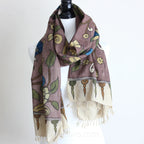 Kalamkari Hand Painted Cotton Scarf Ethnic Wrap Natural Colours Brown 21x75