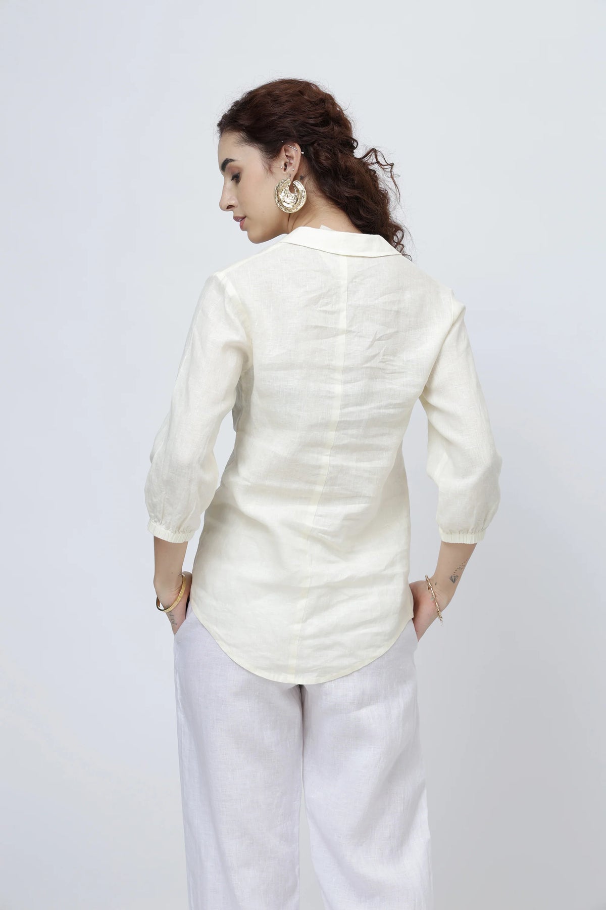Signature Linen Button Shirt Soft Spread Collar