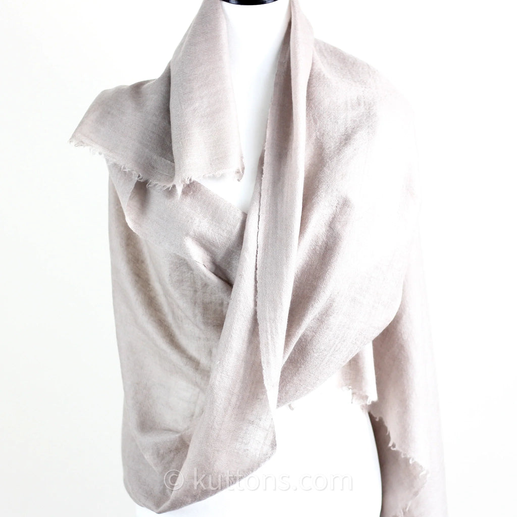 Pure Pashmina Cashmere Stole Soft Featherweight Handspun Pashmina Cashmere Wrap from Ladakh Himalayas Light Gray 29x82
