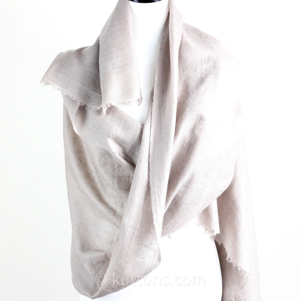 Pure Pashmina Cashmere Stole Soft Featherweight Handspun Pashmina Cashmere Wrap from Ladakh Himalayas Light Gray 29x82