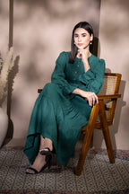 Linen Button Front Tiered Maxi Dress