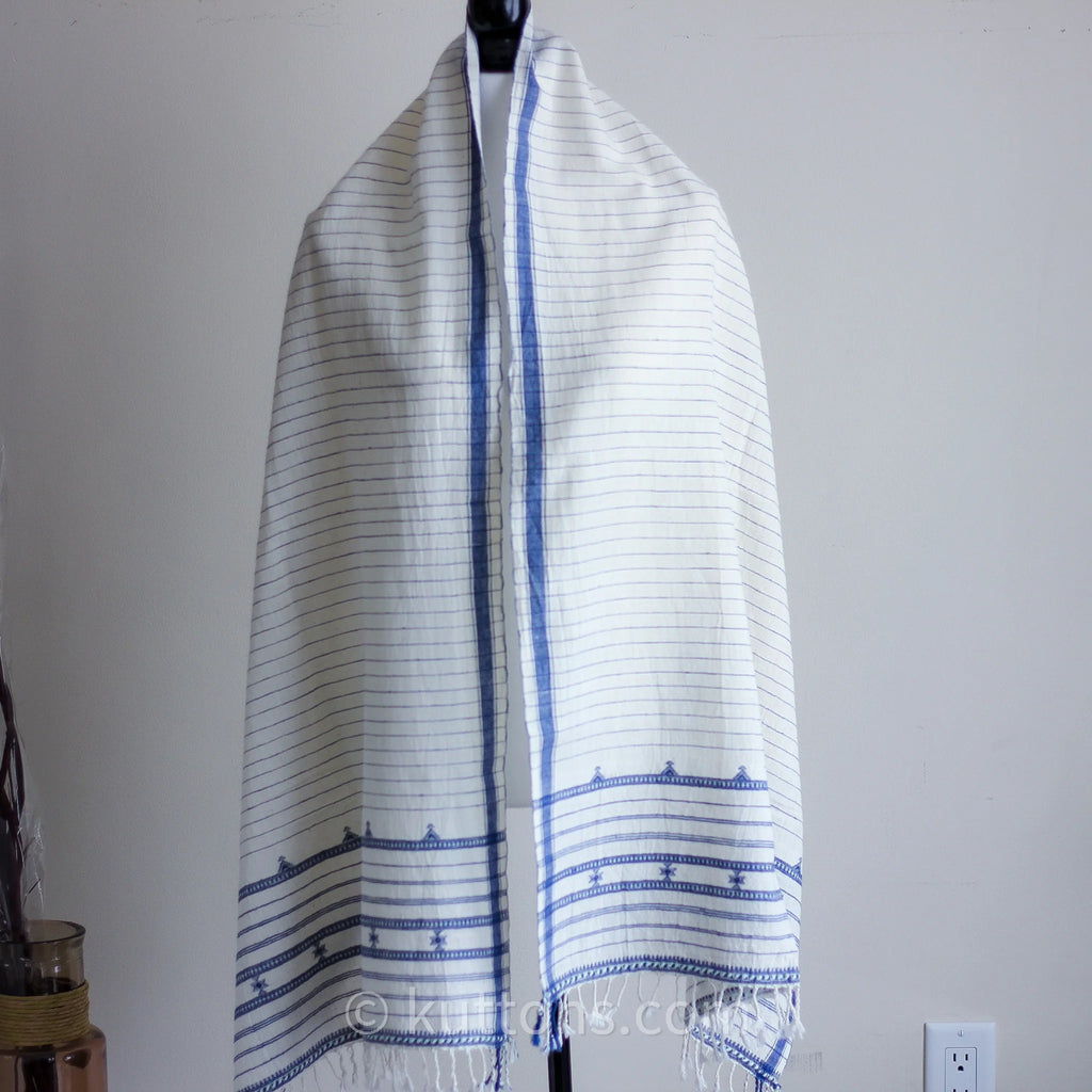 Organic Cotton Wrap with Tassels Handwoven Genetically Pure Organic Kala Cotton Scarf White 23x76 multiple designs