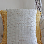 100 Silk Basket Weave Textured Pillow Cover Coconut Shell Button Cream Golden Brown Cushion 16x24