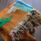 Ethnic Hand Painted Kalamkari Cotton Wrap Cum Art Deco Natural Colours Dancing Mudras Multicolour 35x92
