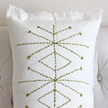 Hand Embroidered 100 Linen Gauze Pillow Cover Fringed Edges Handmade 16x24
