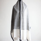 Organic Kala Cotton Wrap with Tassels Handwoven Genetically Pure Organic Cotton Scarf Cream Gray 23x84
