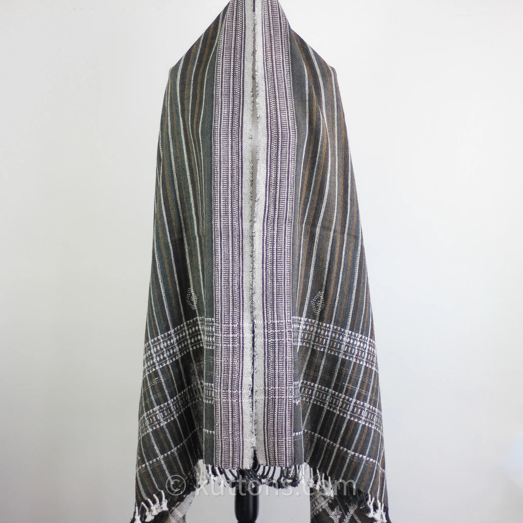 Handspun Handwoven Ethnic Desi Wool Shawl cum Throw Brown 38x86