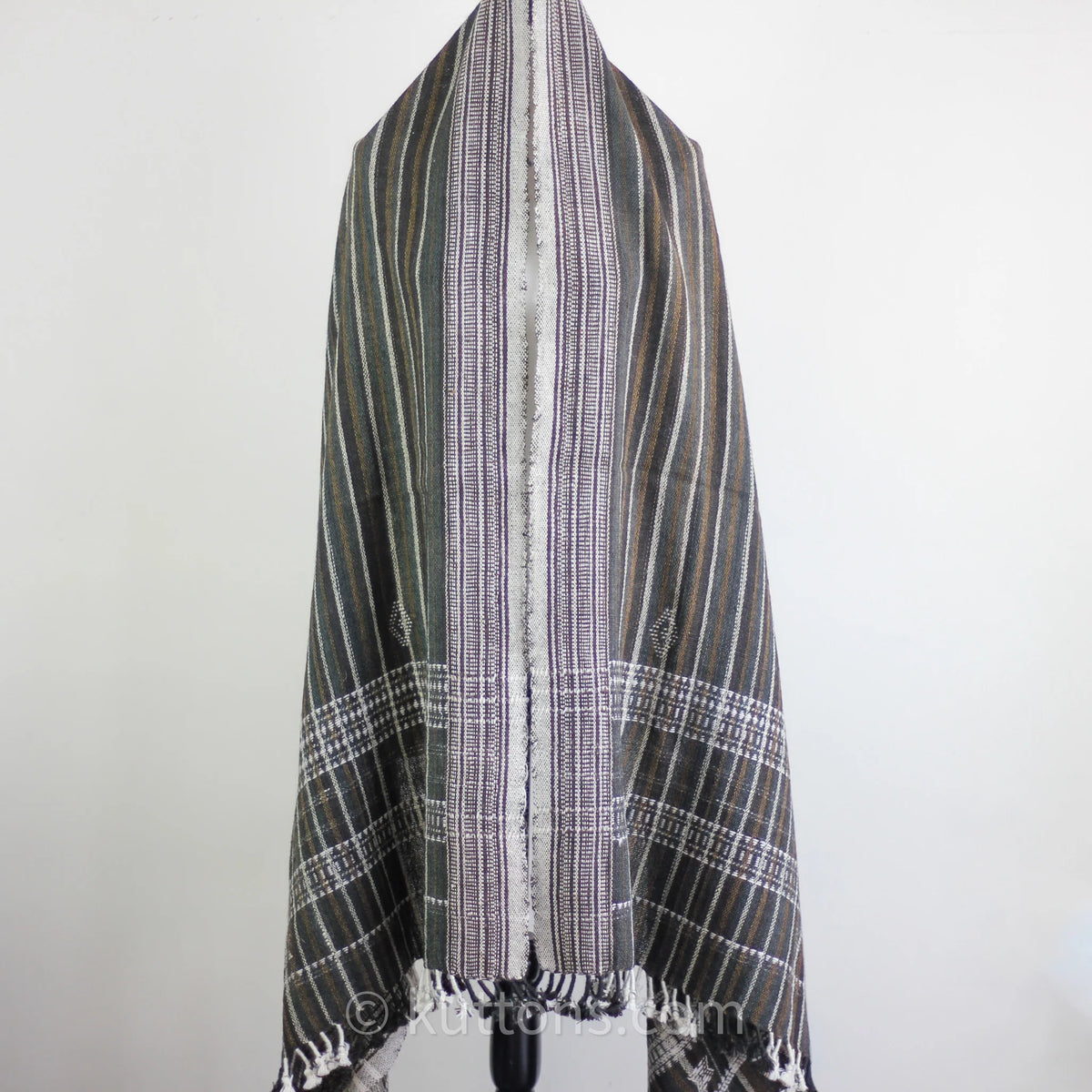 Handspun Handwoven Ethnic Desi Wool Shawl cum Throw Brown 38x86
