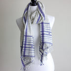 Organic Cotton Wrap with Tassels Handwoven Genetically Pure Organic Kala Cotton Scarf White 23x76 multiple designs