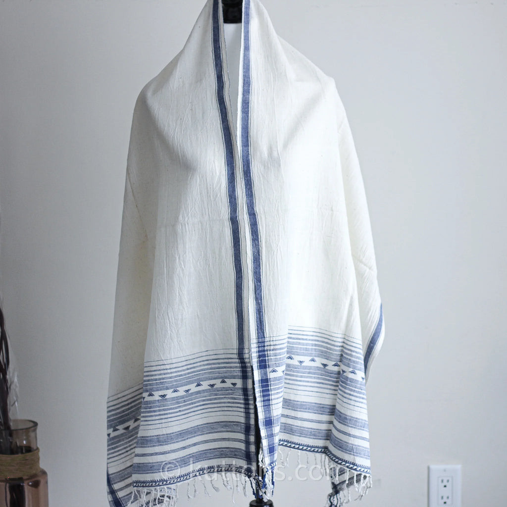 Organic Cotton Wrap with Tassels Handwoven Genetically Pure Organic Kala Cotton Scarf White 23x76 multiple designs