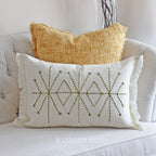 Hand Embroidered 100 Linen Gauze Pillow Cover Fringed Edges Handmade 16x24
