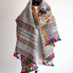 Handspun Handwoven Woolen Shawl Wrap Rustic Throw Colourful Stripes