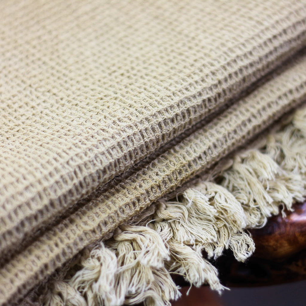 Naturally Dyed Waffle Weave Handwoven Pure Cotton Towel Bath Room Natural Decor Mustard 20x58