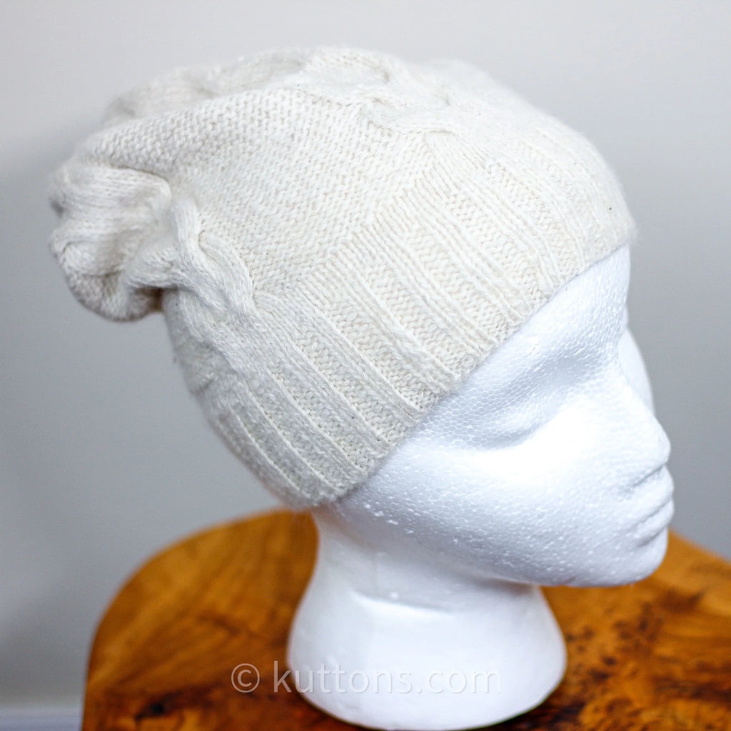 100 Pure Cashmere Beanie Handknit Pashmina Cashmere Hat from Ladakh Himalayas Cream Unisex