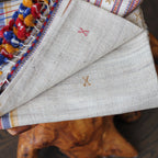 Handwoven Wrap from Handspun Tussar Silk Fine Cotton Colourful Tassels Beige Stole 24x86